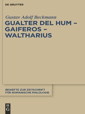 cover image of Gualter del Hum – Gaiferos – Waltharius